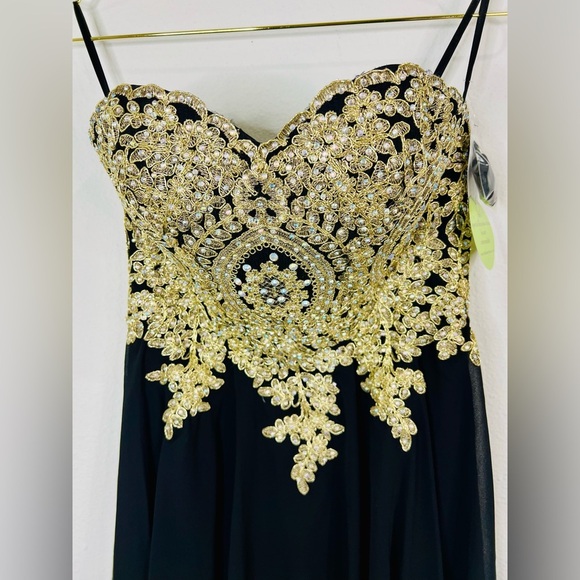 Windsor Women's Black Gold Strapless Dress Size Small Prom Homecoming Party - Picture 5 of 12